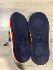 Gucci Kids Rainbow Web Sneakers Off-White Suede Canvas Made in Italy 29 11.5 Us