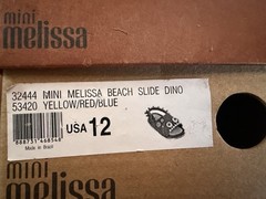 Mini Melissa Yellow Red Blue Dino Slide Sandals unisex US 12