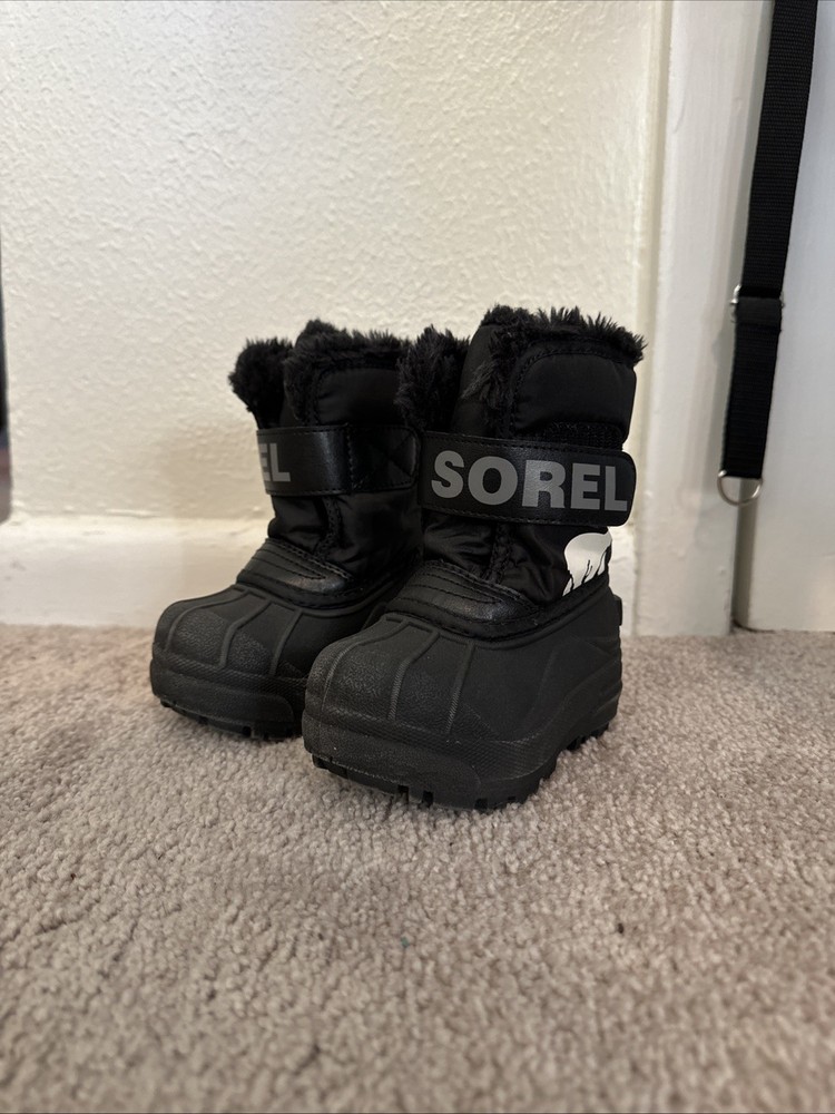 Sorel Toddler Size 6 Snow Commander Boots NV1960-010 Black, Lined, Winter