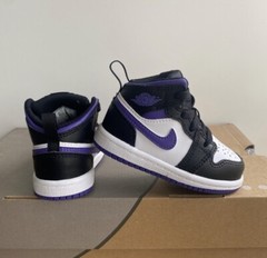 Nike Air Jordan 1 Mid Dark Iris Black/Varsity Purple Sneakers 640735-095- SZ 5 C