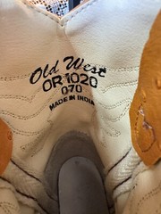 OLD WEST OSTRICH LEATHER & LEATHER, SZ 7, UNISEX FOR A LITTLE ONE, NEW W/OUT B0X