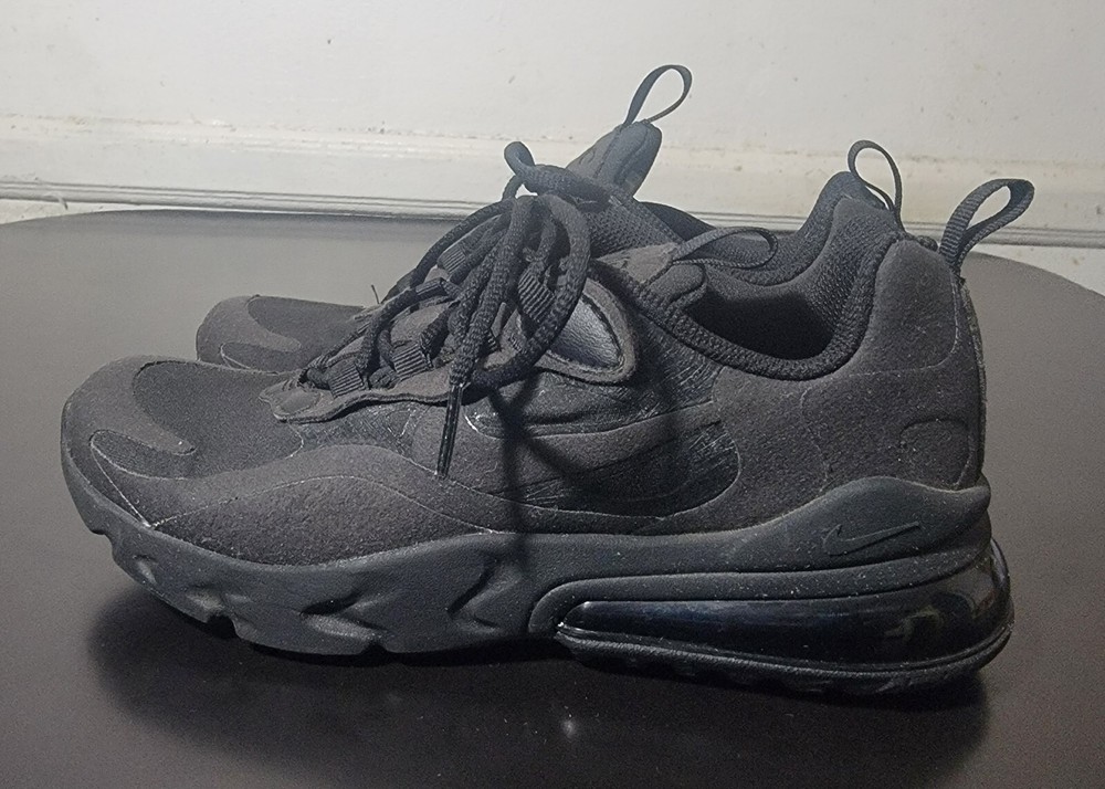 Nike Air Max React 270 Triple Black Youth Size 4.5Y (23.5cm)
