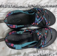 Chaco ZX1 Ecotread Teal Multicolor Performance Sandals Kids Size 5 J180264