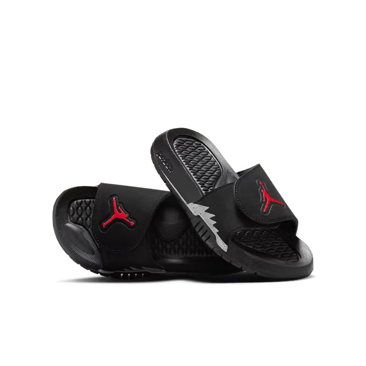 Air Jordan Hydro V Retro Slides Size 5Y Black Fire Red Silver 555511-061