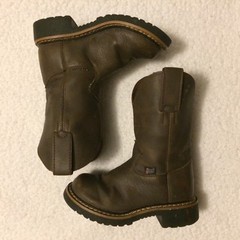 Justin Gypsy Square Toe Brown Cowboy Boots Jr Youth Sz 9D Minimal Wear 4444JR