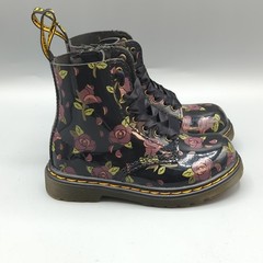 Dr. Martens 1460 Pascal T Black Floral Coated Leather Boots Kids Size US 8 UK 7
