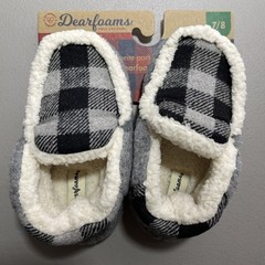 Dearfoams Mason Felted Microwool and Plaid Bootie Slipper NWT 7/8 Kid