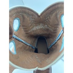 JUSTIN Kids Cowboy Boot Western Little Boy Youth 2 Brown Blue Leather Square Toe