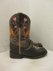 Vaccari Kids Brown Leather Embroidered Cowboy Western Boots Size 12