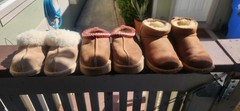 UGG Kids Shearling Slip-On Slippers & Booties, Brown & Beige, Size 9.5, 3 Pairs