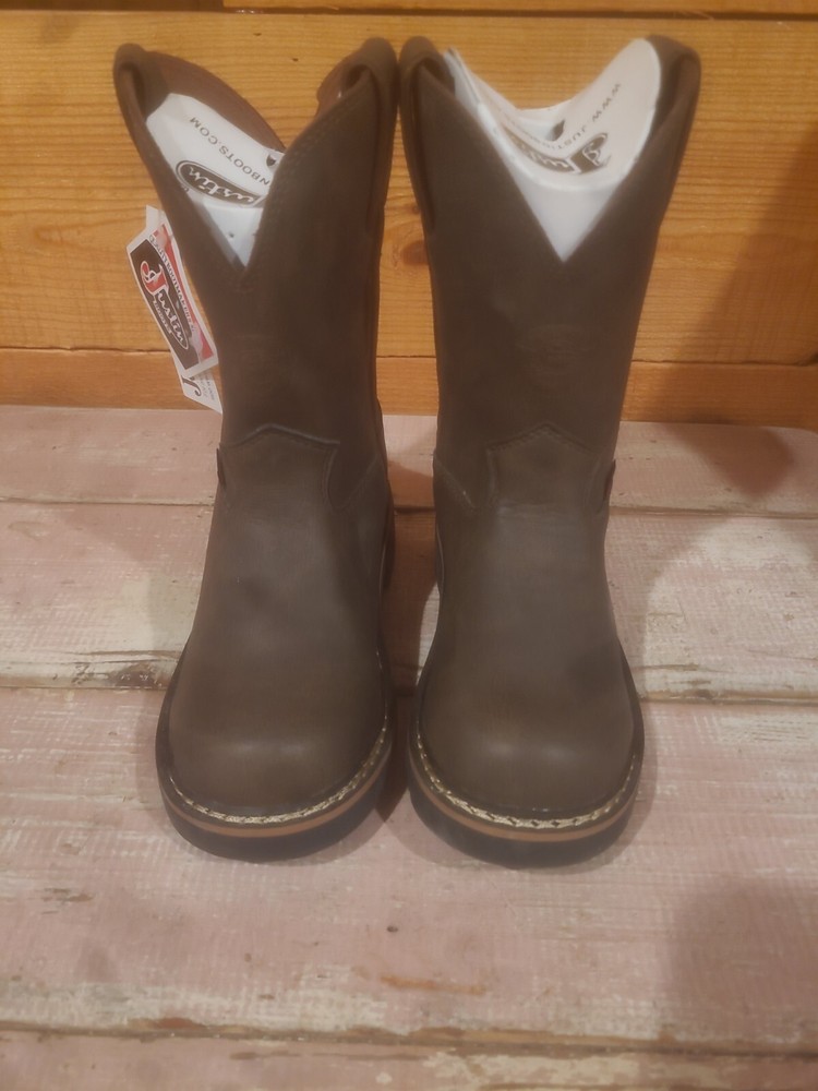 JUSTIN Youth Kids Brown Cowboy Western/work style Boots Size 10.5 D..4444 JR