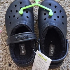 Crocs Classic Lined Clog K Unisex Kids US 11 EU 28-29 Black Slip-On