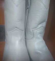 JUSTIN LEATHER COWBOY BOOTS JUNIOR SIZE 4 1/2 D, LIGHT GRAY #3713Y NEARLY NEW