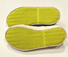 Mini Boden (sz 26/ 9.5US) Skull Slip On Sneakers in Gray/Neon Green & Navy Blue