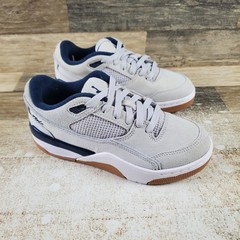 Jordan Flight Court Kids Shoes Sz 3.5 Neutral Gray Midnight Navy Lace Up Sneaker