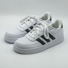 Adidas “Breaknet 2.0” Kid’s & Youth Lifestyle Court Lace Shoes (White/Black) NEW