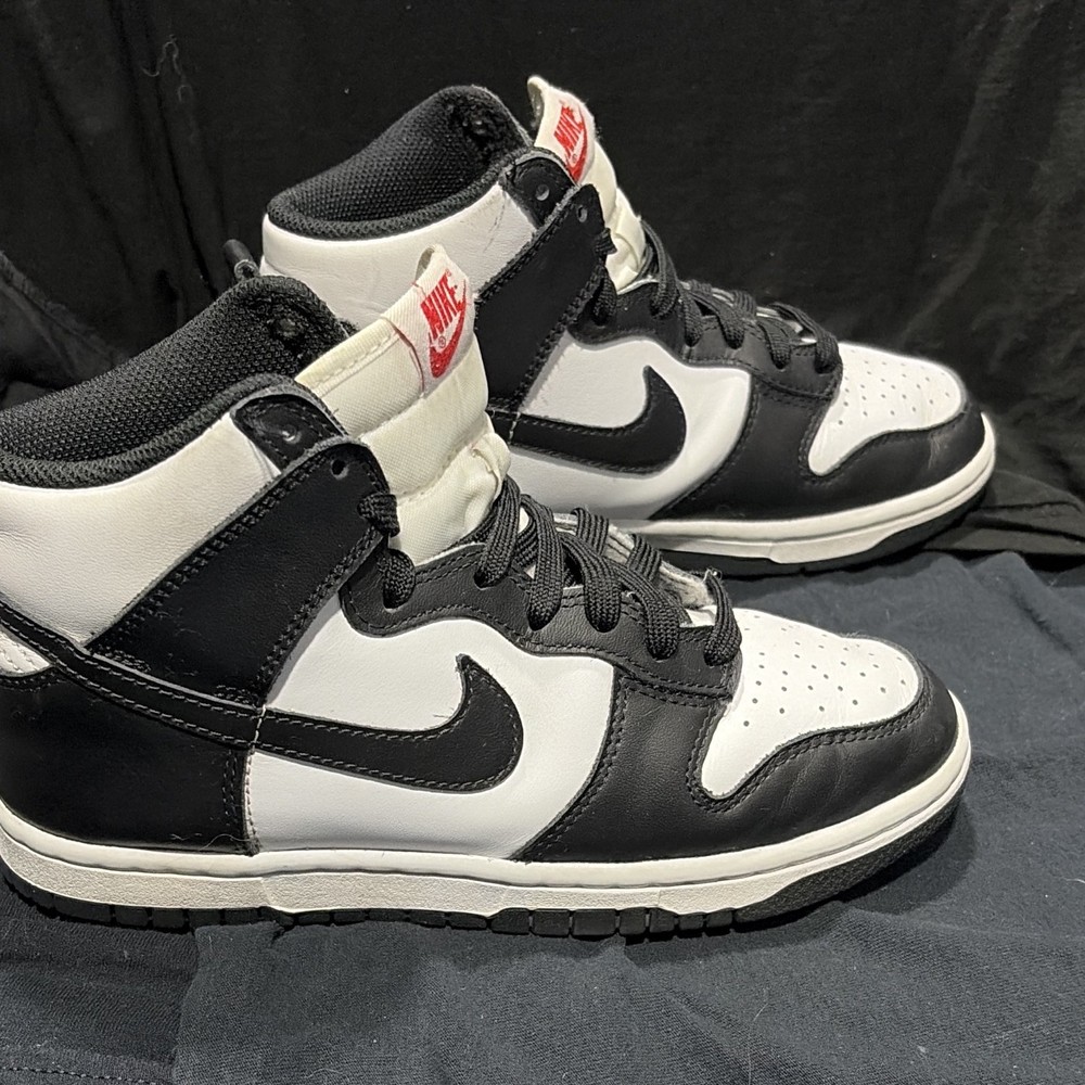 Nike Dunk High GS Black/White Leather High Top Sneaker US 6 panda