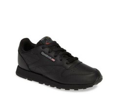 REEBOK Classic Leather RUNNING Shoes Grade School BIG KID’S Black 50148