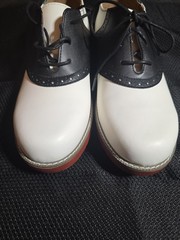 School Issue Youth Upper Class Saddle Oxfords Blk/WHT Leather US 9.5
