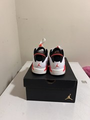 Jordan Air Jordan 6 Retro Low GS Sneaker Pink White Red Black Leather 6Y