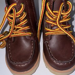 Cat & Jack Child Size 6 Brown Boots with Yellow Laces Fall Winter