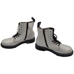 Dr. Martens Junior 1460 Pascal Suede Boots White/Silver Croc Metallic US 4M / 5L