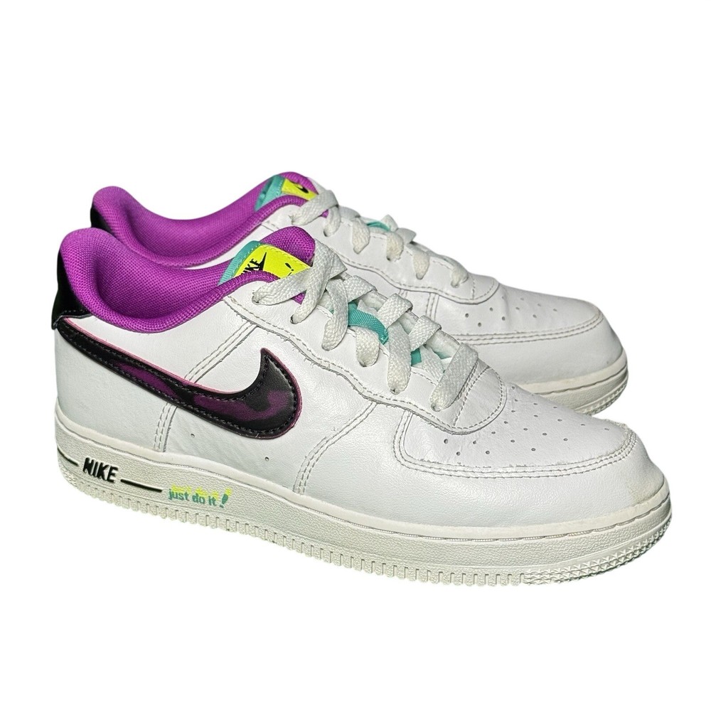 Nike Air Force 1 LV8 Just Do It Purple White DX3942-100 Kids Size 3Y