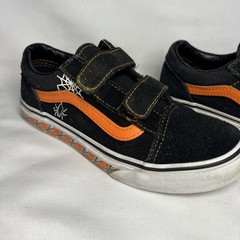 Vans old skool Halloween Black/Orange Size 1.5 US Kids Spiders & Webs