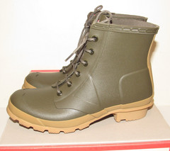 Hunter Original Kids Lace Up Rain Boots Rubber Green Boys 4 Girls 5 Mid NEW