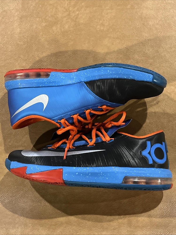 Nike KD 6 Away Black Metallic Silver Team Orange Photon Blue Shoes (Youth 5)