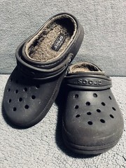 Crocs Classic 203506 Brown Fur Lined Clogs Dual Comfort Child Sz 11C *GR8 Shape*