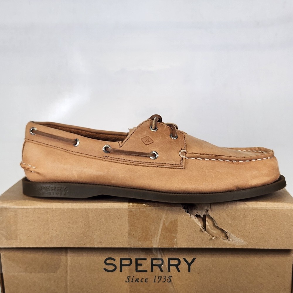 Size 6.5 Big Kids – Sperry Authentic Original Sahara A/O Boat Shoe – Tan Leather
