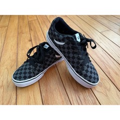 Vans Canvas Seldan Kids Youth Size 3 Black Grey Checkered Low Top Skate Shoes