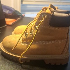Timberland 12809 Leather Ankle Boots Brown Yellow Unisex Kids Size 8M Lace Up
