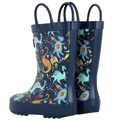 CasaMiel Rain Boots 2.0 Monster Blue Space Dinos Planets Unisex Kids Boots Sz 2