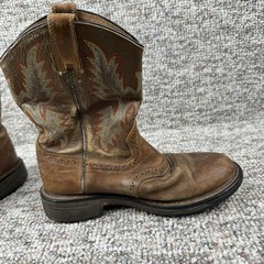 Ariat Leather Boots Youth Size 3 Workhog Cowboy Pull On Brown 10007836