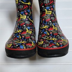 Bogs Construction Vehicle Print Rain Boots Size 2 Big Kids