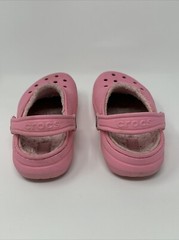 Crocs Classic Faux Fur Lined Clogs Slip On Youth Bright Pink Size J1