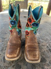 Ariat Kids Circuit Champion Floral Brown & Turquoise Boots 10023070 Size 13.5