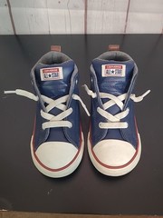 Converse All Star Navy Blue Red White Leather High Top Sneakers Infant Size 10