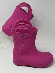 Crocs Handle It Rain Boots Hot Pink Size J3 Kids Youth Girls Waterproof Pull-On