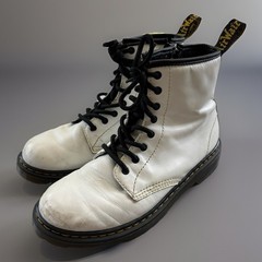 Dr. Martens Kids 1460 J White Leather Combat Side Zip Boots Size US 4