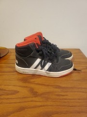 ADIDAS Hoops 2.0 Mid Black Hi-Res Red Black Kids Size 13K