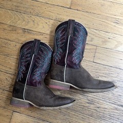 Ariat 4LR Toddler Size 10.5 Western Boots Brown Pink Leather Square Toe Cowgirl