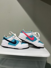 Nike Dunk Low In Dusty Cactus White/Racer Pink/Thunder Blue Child Size 11