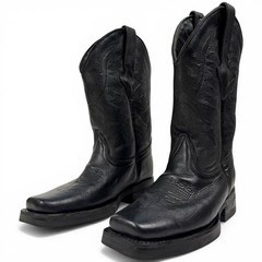 Soto Square Toe Black Leather Western Dance Boots Big Kid size 4