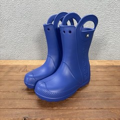 Crocs Boots Kids J3 Blue Handle It Rain Boot Pull On Waterproof Lightweight