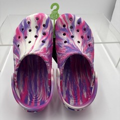 Crocs Classic Marbled Glow Clogs Juniors 3 Pink Purple Tie Dye Slip On Shoes