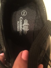Youth Cambridge Classics Black Pu Leather New and SZ 3 And 2