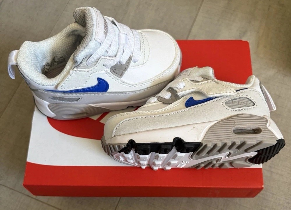 Nike Air Max 90 EasyOn (TD) White Racer Blue College Grey Sneakers 5C